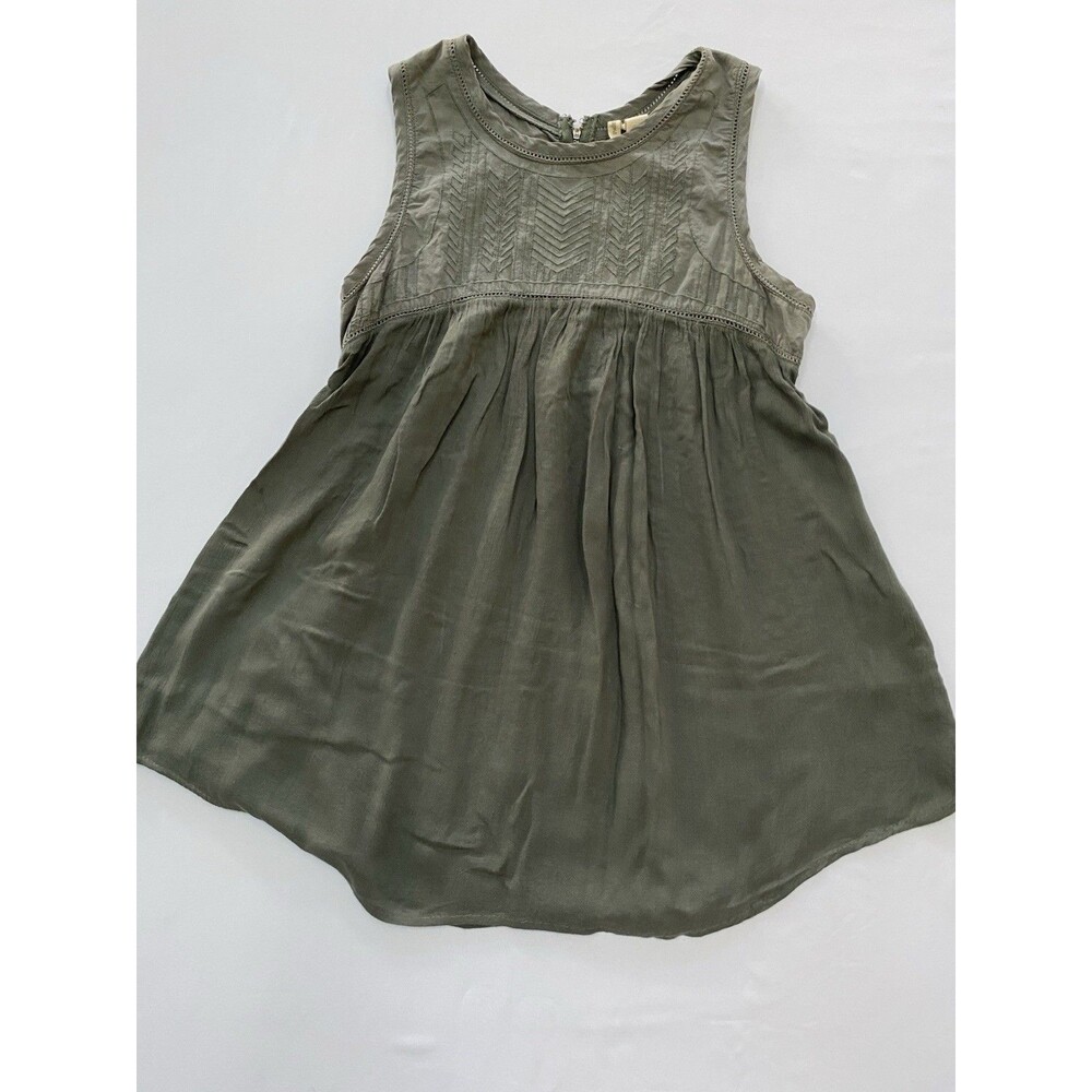 Japna Women’s Olive Green Embroidered Sleeveless Top - Size S Boho